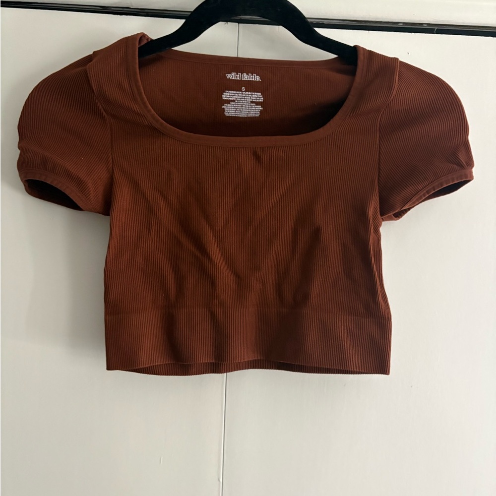 Wild Fable Women's Rust Ribbed Crop Top